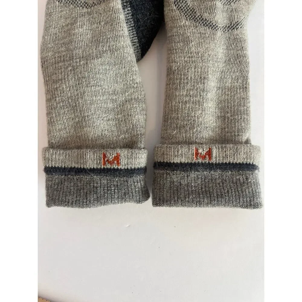 Merrill Men's Merino Wool Work Hiker Crew Socks Moisture Wicking Gray O/S